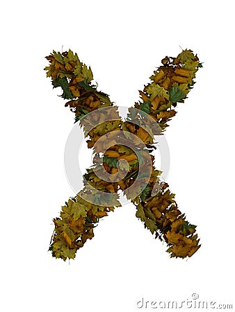 Text Made Out Of Autumn Leafe Typeface X Stock Photo