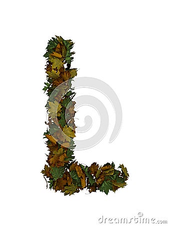 Text Made Out Of Autumn Leafe Typeface L Stock Photo
