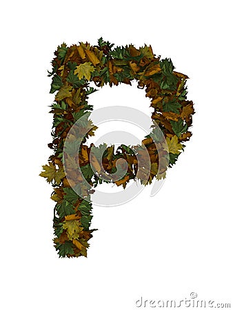 Text Made Out Of Autumn Leafe Typeface P Stock Photo