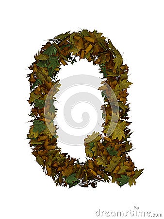 Text Made Out Of Autumn Leafe Typeface Q Stock Photo