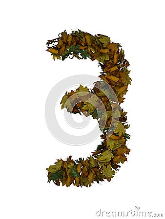 Text Made Out Of Autumn Leafe Typeface 3 Stock Photo