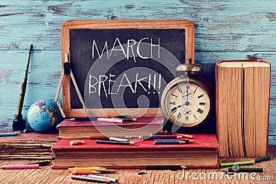 The text march break written in a chalkboard Stock Photo