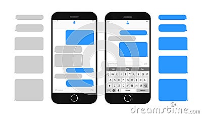 Text message boxes on smartphone screen Vector Illustration