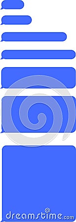 Text message bubbles expanding in length, illustrating a conversation unfolding within an instant messaging app Stock Photo