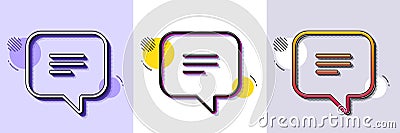 Text message line icon. Chat comment sign. Speech bubble. Halftone dotted pattern. Vector Vector Illustration