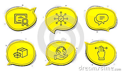 Text message, Multitasking gesture and Survey check icons set. Packing boxes sign. Vector Vector Illustration
