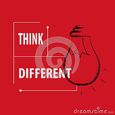 Text message think different bulb creativity ideas inspiration concept background Vector Illustration