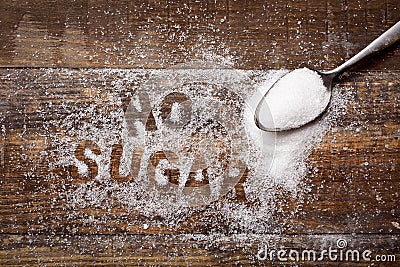 Text no sugar written with sugar Stock Photo