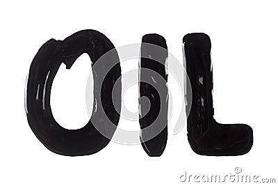 Text oil. Concept idea for the energy and extractive industries. Pollution of the environment. Stock Photo