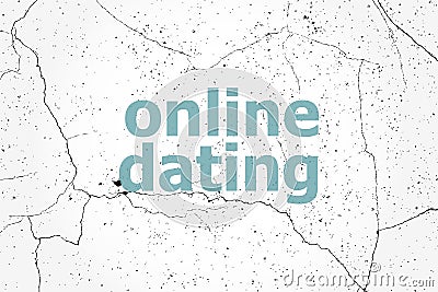 Text Online dating. Events concept . Painted blue word on white vintage old background Stock Photo