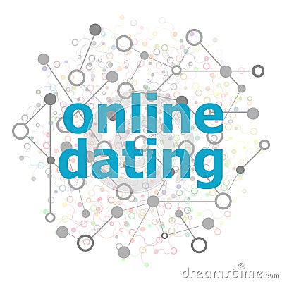 Text Online dating. Events concept . Stylized low poly concept with wired construction. Online dating Stock Photo