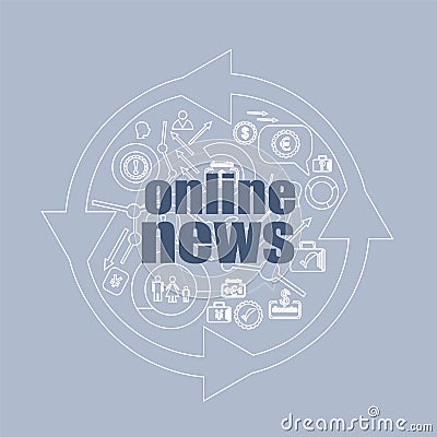 Text Online News. Press concept . Icon and button set Stock Photo