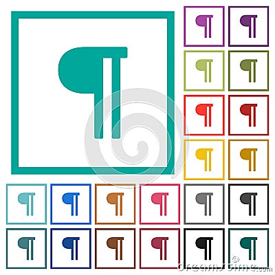 Text paragraph flat color icons with quadrant frames Stock Photo