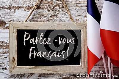 Text parlez-vous francais? do you speak French? Stock Photo