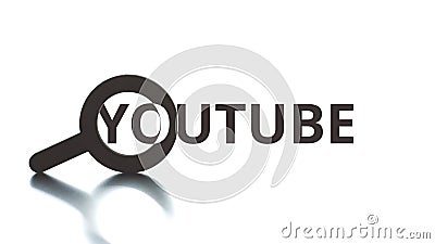 YOUTUBE text pops up from the loupe icon. Editorial conceptal clip Editorial Stock Photo