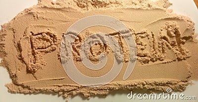 Text on protein powder - protein Stock Photo