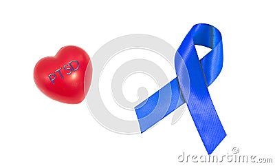 Text PTSD of Posttraumatic stress disorder on rubber heart Stock Photo