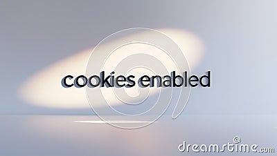 Cookies enabled message displayed on a smooth surface with soft light Stock Photo