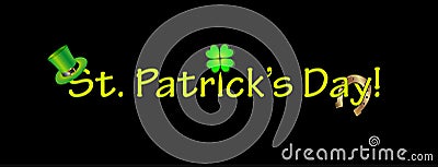 Text of Saint Patrick Day with traditional symbols Cartoon Illustration