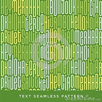 Text seamless pattern with word hello in different languages. Fr Stock Photo