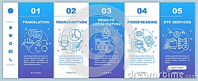 Text services onboarding mobile web pages vector template. Translation. Responsive smartphone website interface idea Vector Illustration