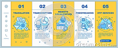 Text services onboarding mobile web pages vector template. Translation. Responsive smartphone website interface idea Vector Illustration