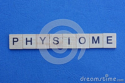 Text from a short word physiome from gray wooden letters Stock Photo