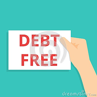 text showing Debt Free Cartoon Illustration