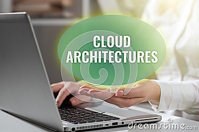 Text showing inspiration Cloud ArchitecturesVarious Engineered Databases Softwares Applications. Conceptual photo Stock Photo