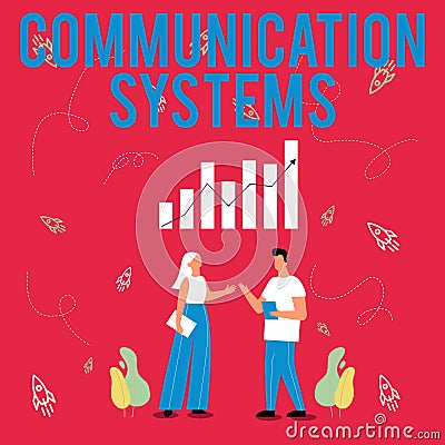 Text showing inspiration Communication Systems. Word for Flow of Information use of Machine to transmit signals Stock Photo