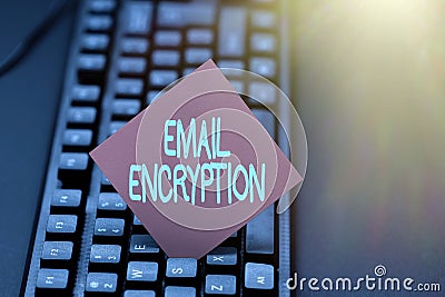 Text showing inspiration Email Encryption. Business showcase protect the content from being read by illicit entities Stock Photo