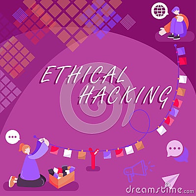 Text sign showing Ethical Hacking. Business showcase a legal attempt of cracking a network for penetration testing Stock Photo