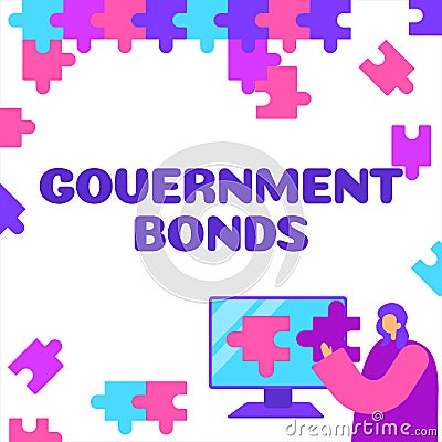 Inspiration showing sign Government Bonds. Business concept debt security issued by a government to support spending Stock Photo