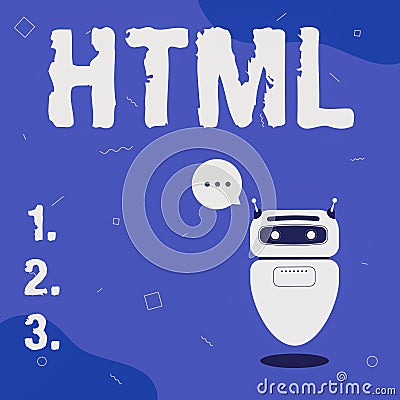 Conceptual display Html. Business showcase the lingua franca for publishing hypertext on the World Wide Web Illustration Stock Photo