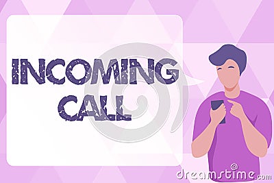 Text showing inspiration Incoming Call. Word Written on Inbound Received Caller ID Telephone Voicemail Vidcall Man Stock Photo