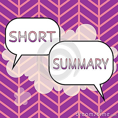 Text showing inspiration Short Summary. Business approach Brief statement of main points clear Stock Photo