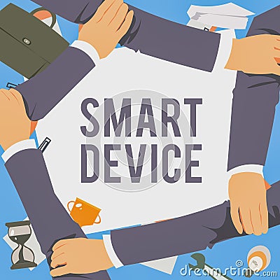 Text showing inspiration Smart Device. Word for Electronic gadget that able to connect share interact with user Four Stock Photo