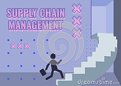 Text showing inspiration Supply Chain Management. Concept meaning management of the flow of goods and services Gentleman Stock Photo