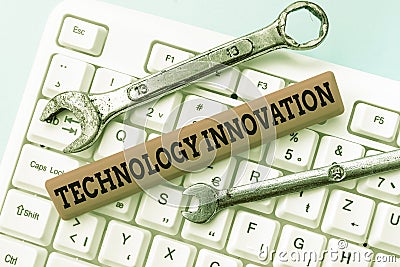 Text showing inspiration Technology Innovation. Business idea advanced net connected devices a Creative Technique Stock Photo