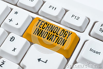 Text showing inspiration Technology Innovation. Business showcase advanced net connected devices a Creative Technique Stock Photo