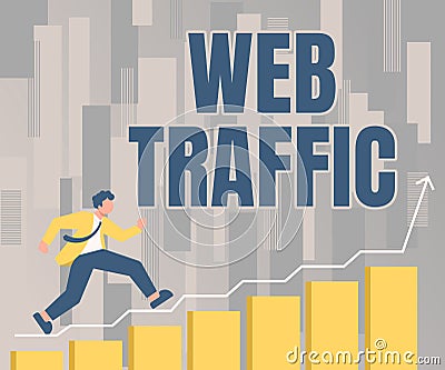 Text showing inspiration Web Traffic. Word for amount of web users and attempted visit measured of a website Stock Photo