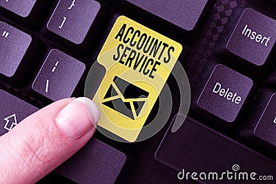 Text caption presenting Accounts Service. Business concept accessing list of user profiles and information linked Stock Photo