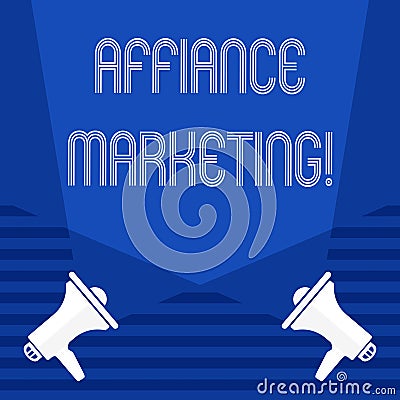 Text sign showing Affiance Marketing. Conceptual photo joining two or more companies in same field mutual goal. Stock Photo