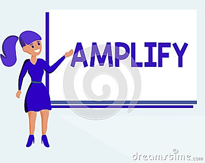 Text sign showing Amplify. Conceptual photo Make something bigger louder increase the volume using amplifier Stock Photo