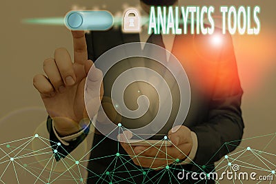 Text sign showing Analytics Tools. Conceptual photo pieces of web application analysis software used to monitor Stock Photo