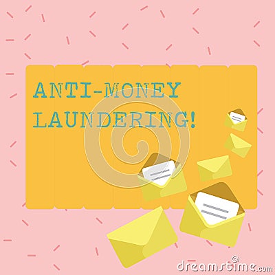 Text sign showing Anti Money Laundering. Conceptual photo regulations stop generating income through illegal actions Stock Photo