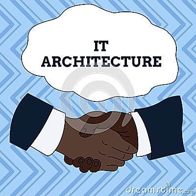Text sign showing It Architecture. Conceptual photo Architecture is applied to the process of overall structure Hand Stock Photo