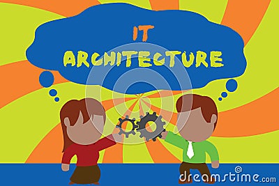 Text sign showing It Architecture. Conceptual photo Architecture is applied to the process of overall structure Standing Stock Photo