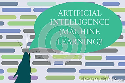 Text sign showing Artificial Intelligence Machine Learning. Conceptual photo Latest technology robots chat bot Contour Stock Photo