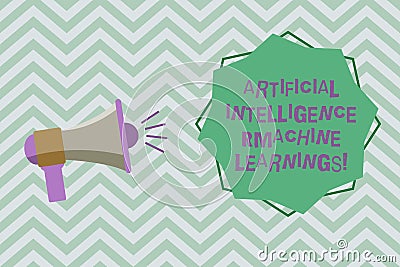 Text sign showing Artificial Intelligence Machine Learning. Conceptual photo Latest technology robots chat bot Megaphone Stock Photo